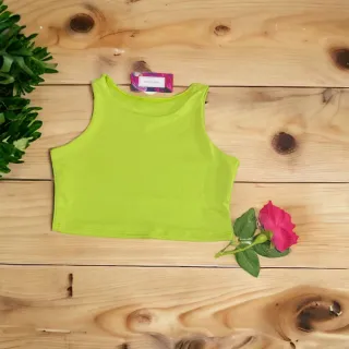 Regata Cropped Feminina Estampada e Lisa - Alça Larga em Suplex - Laranja