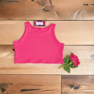 Regata Cropped Feminina Estampada e Lisa - Alça Larga em Suplex - Laranja