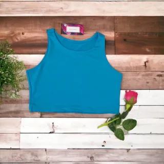 Regata Cropped Feminina Estampada e Lisa - Alça Larga em Suplex - Laranja