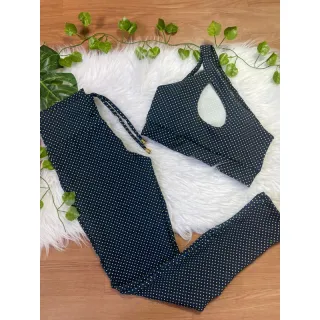 Top com bojo + Conjunto calça legging com cordinha - Uva alcinha