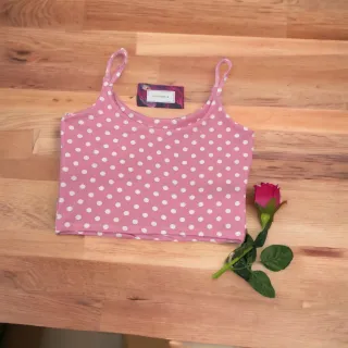 Alça fina suplex cropped feminino casual lisos e estampados em várias cores - Rosa Chiclete