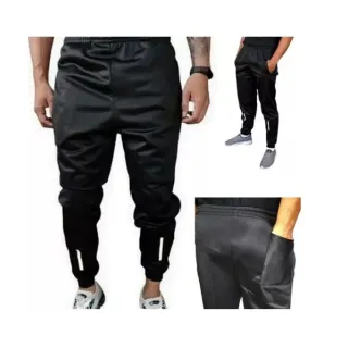Dry Fit Reflective Calça Masculina - Bolsos e Cordão de Ajuste - Preta