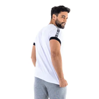 Fit Raglan Camisa Masculina Branca com Manga em Contraste - 1 - Branca Barcelona