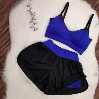 Roupa de Academia Conjunto Fitness Top Alcinha e Short Duplo com Bojo - Verde água