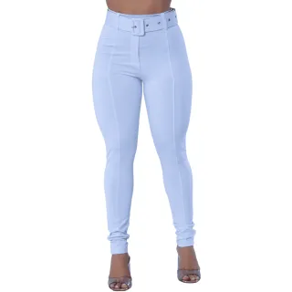 Legging Feminina Cintura Alta Com Cinto - Modela Barriga e Empina Bumbum - Branco