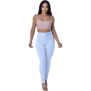 Legging Feminina Cintura Alta Com Cinto - Modela Barriga e Empina Bumbum - Branco