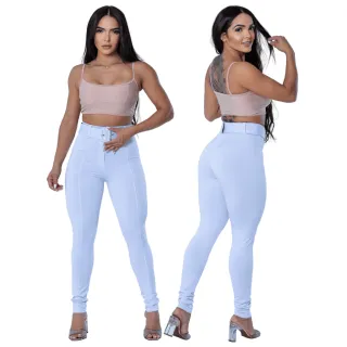 Legging Feminina Cintura Alta Com Cinto - Modela Barriga e Empina Bumbum - Branco