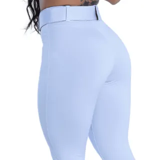 Legging Feminina Cintura Alta Com Cinto - Modela Barriga e Empina Bumbum - Branco