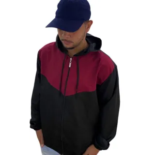 Promoção: Casaco corta vento masculino refletivo - Jaqueta de frio - Azul com preto