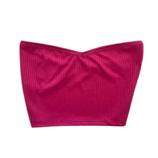 Tomara que caia canelado sem manga, Cropped feminino com coração - Azul Royal