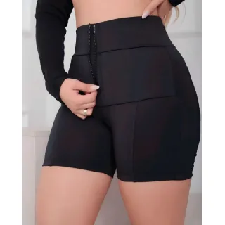 Modinha Mini Suplex Power Feminino - Short Lipo Cintura Alta - Preto