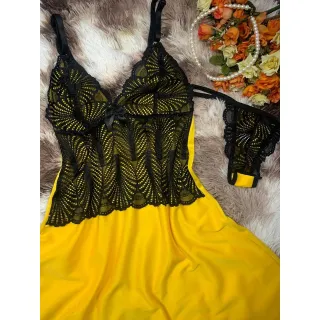 Calcinha Rendada Helanquinha Com Camisola Sem Bojo - Pink