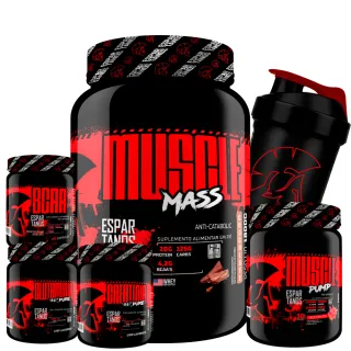 Espartanos Kit Muscle Mass + BCAA + Creatina + Glutamina - Chocolate