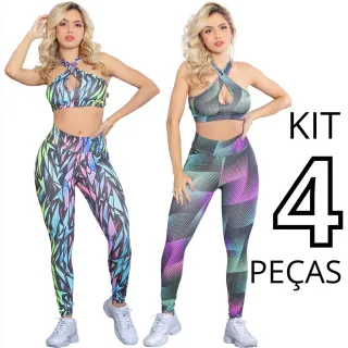 Conjunto Fitness Feminino Calça e Top - Kit com 2 Peças