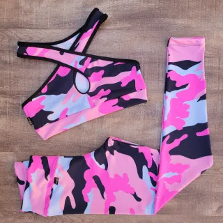 Conjunto Fitness Feminino Calça e Top - Kit com 2 Peças - Estampa variada