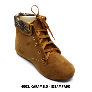 Bota Feminina Coturno Inverno Xadrez Estampada Cano Curto - Xadrez
