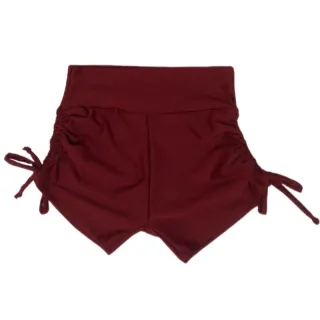 Roupa Fitness Feminina Suplex Curto com Laço Lateral - Vermelho Bordô