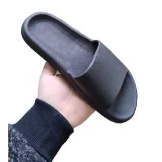 Sola antiderrapante masculino Ortopédico chinelo nuvem com furos e ondulações - Chinelo Preto