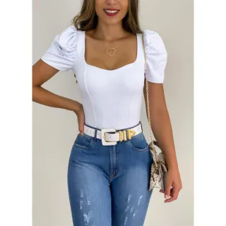 Blusinha Cropped Feminina com Manga Princesa Bufante e Bojo - Alicia Suplex Premium - Indisponivel 1
