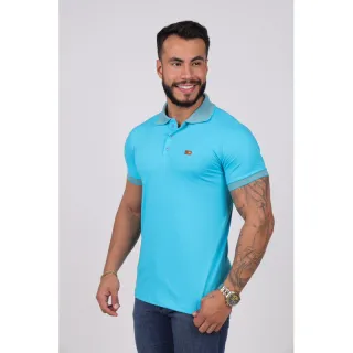 Camisa Casual Masculina Polo Tradicional Algodão - Envio Imediato - Azul Céu