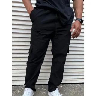 Envio Rápido Calça Masculina Cargo Style Track Pants Skate - CARGO PRETA