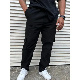 Envio Rápido Calça Masculina Cargo Style Track Pants Skate - CARGO PRETA