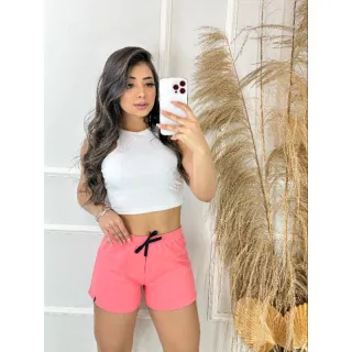 Bermuda Feminina cintura alta Leve e Confortável para Academia e Praia - Amarelo BB