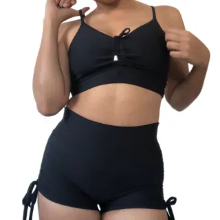 Roupa Fitness Feminina Suplex Curto com Laço Lateral - Vermelho Bordô