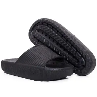 Sola antiderrapante masculino Ortopédico chinelo nuvem com furos e ondulações - Chinelo Preto