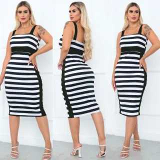 Moda Gringa - Vestido Estiloso Alça Larga com Faixa Lateral - TELHA /PEROLA