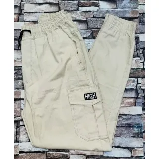 Elástico High Calça Jogger Cargo Masculina Casual - Verde