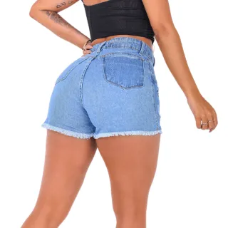 Boyfriend Silkado Mickey Shorts Jeans Feminino - Desenho Claro - JEANS CLARO