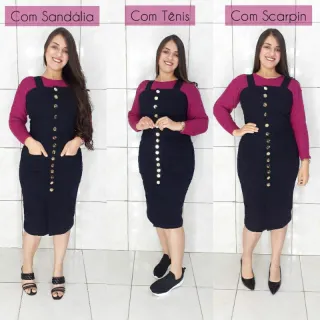 Salopete/Jardineira Preta P M G GG - P