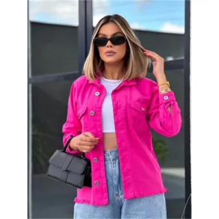 Moda feminina: Jaqueta jeans lisa, novo casaco blusa - Branco Max 032