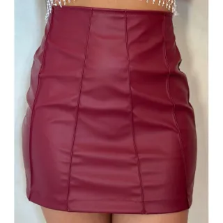 Saia Estilosa Courino Cintura Alta - Branco