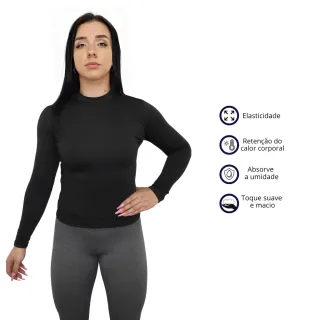 Blusas Feminina Inverno Frio Peluciada Térmica Segunda Pele - Kit 2 - 2 MARINHO