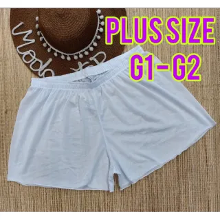 Plus Size Shorts de Praia Saida - Descontos Online Raryel - Branco