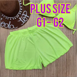 Plus Size Shorts de Praia Saida - Descontos Online Raryel - Branco