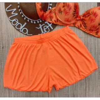 Plus Size Shorts de Praia Saida - Descontos Online Raryel - Branco