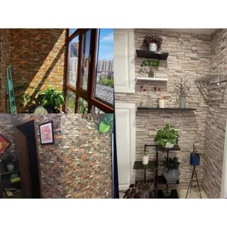 Aplique de Parede em Espuma Tijolo Auto Adesivo 3D - Placa Papel 70x77 cm - NF01  BRANCO C/ ESTRELAS