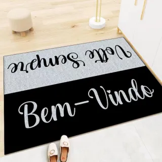 Capacho Personalizado Bem Vindo Preto para Porta - Único