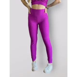 Moda feminina: Calça Legging Fitness em tecido bolha 3D, textura moderna para academia - Vermelho