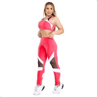 Top sem bojo e legging para academia - Conjunto c95 - Azul