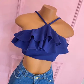 Detalhes nas costas, cropped maravilhoso com alça babado 024 - Magenta