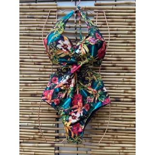 Engana mamãe transpassado maiô - Raryel - Verde /vermelho