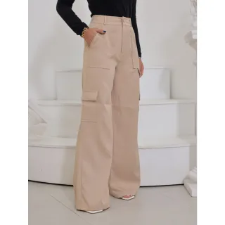 Calça Cargo Alfaiataria Pantalona com Bolso Lateral - Azul Bebê