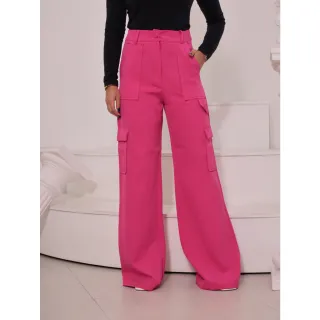 Calça Cargo Alfaiataria Pantalona com Bolso Lateral - Azul Bebê