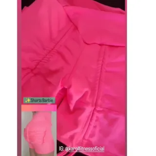Short de academia Barbie fitness com bolso franzido - Verde neon
