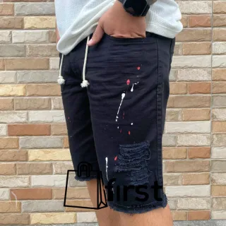 Bermuda Rasgada Jeans Preto Masculina Premium - Alta Qualidade - Branca