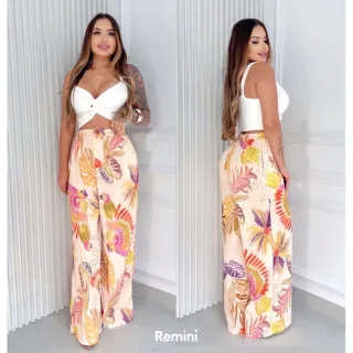 Estampado casual pantalona calça - Onça 🐆 1